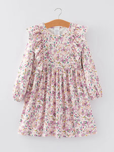 Purple LS Floral Dress