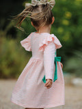 Christmas Tree Smocked Embroidery Stripe Baby Girls Dress