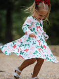 Girls Christmas Bow Print Dress
