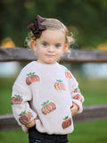 Thanksgiving Pumpkin Sequin Sweater – Beige, Perfect for Fall