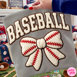Baseball faux textured bow - Comfort Colors