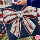 Rhinestone baseball bow- Comfort Colors