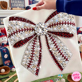 Rhinestone baseball bow- Comfort Colors