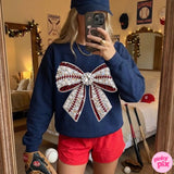 Rhinestone baseball bow- Comfort Colors