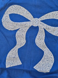 Blue & White Sequin Bow Tee