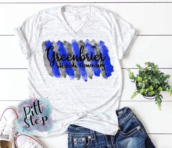 Watercolor striped school name tee