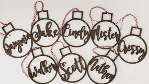 Wood name ornament