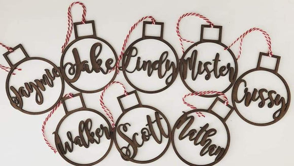Wood name ornament