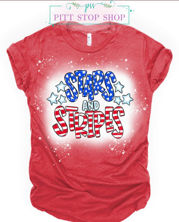 Stars & stripes bleached tee