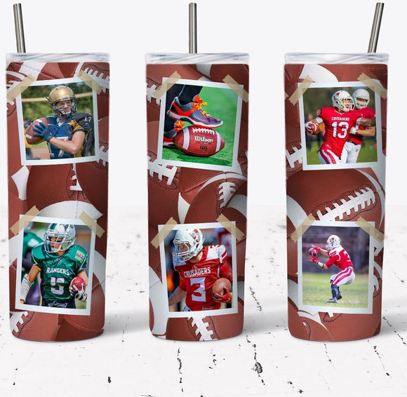 Custom picture football tumbler