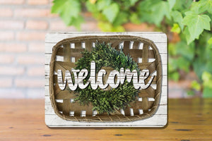 Welcome Boxwood Wreath Tobacco Basket