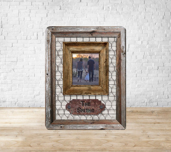 Rustic Wooden Chicken Wire Picture Frame