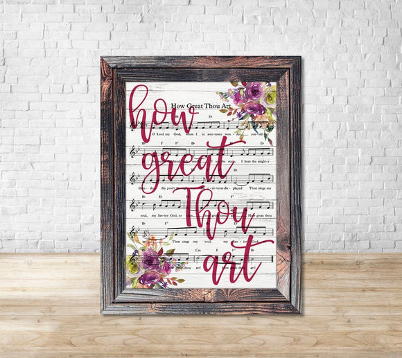 Wooden Framed How Great Thou Art Floral Hymnal