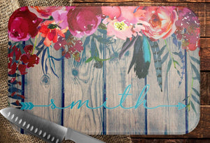 Watercolor Flower Cutting Board